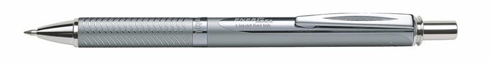 Rollertoll, 0,35 mm, nyomógombos, ezüst tolltest, PENTEL EnerGel BL-407 kék
