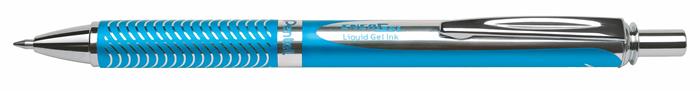 Rollertoll, 0,35 mm, nyomógombos, égszínkék tolltest, PENTEL EnerGel BL-407 kék