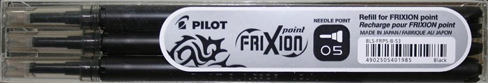 Rollertoll betét, 0,25 mm, tűhegyű, törölhető, PILOT Frixion Point, fekete