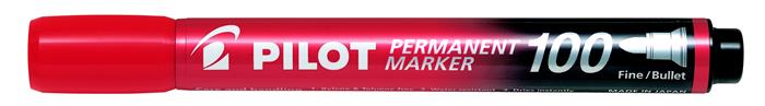 Alkoholos marker, 1 mm, kúpos, PILOT Permanent Marker 100, piros