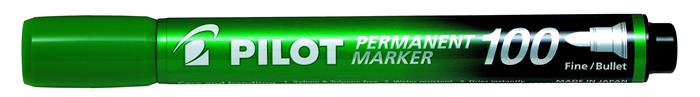 Alkoholos marker, 1 mm, kúpos, PILOT Permanent Marker 100, zöld