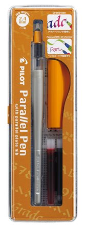 Töltőtoll, 0,5-2,4 mm, narancssárga kupak, PILOT Parallel Pen