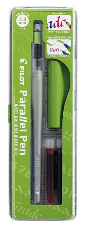 Töltőtoll, 0,5-3,8 mm, zöld kupak, PILOT Parallel Pen