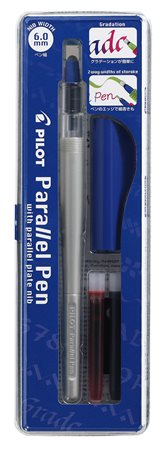 Töltőtoll, 0,5-6 mm, kék kupak, PILOT Parallel Pen