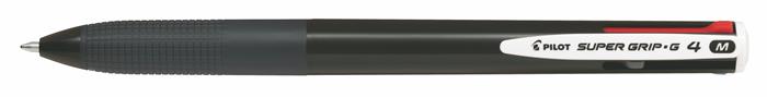 Golyóstoll, 0,27 mm, nyomógombos, fekete, PILOT Super Grip G, négyszínű