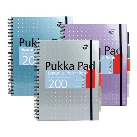 Spirálfüzet, A4+, vonalas, 100 lap, PUKKA PAD Metallic Project Book, vegyes szín