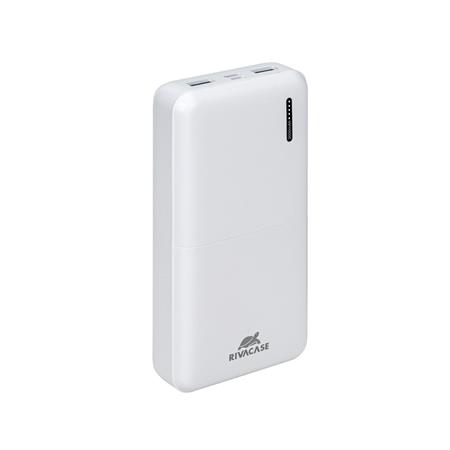 Hordozható akkumulátor, USB-A/USB-C, 20000mAh, 20W, QC/PD, RIVACASE VA2572, fehér