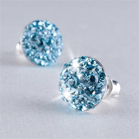 Fülbevaló, aquakék SWAROVSKI® kristállyal, félgömb, 10mm, ART CRYSTELLA®