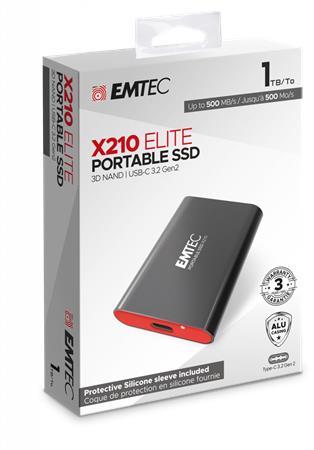 SSD (külső memória), 1TB, USB 3.2, 500/500 MB/s, EMTEC X210