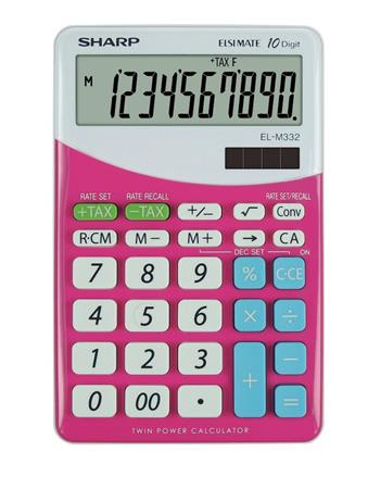 Számológép, asztali, 10 számjegy, SHARP EL-M332, pink