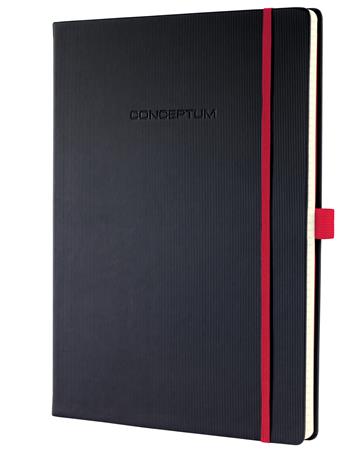 Jegyzetfüzet, exkluzív, A4, kockás, 97 lap, keményfedeles, SIGEL Conceptum Red Edition, fekete-piros