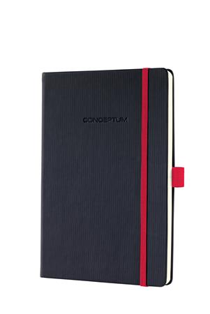 Jegyzetfüzet, exkluzív, A5, kockás, 97 lap, keményfedeles, SIGEL Conceptum Red Edition, fekete-piros