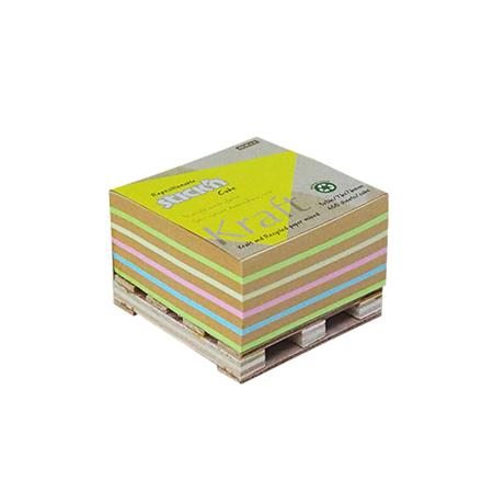 Öntapadó jegyzettömb, 76x76 mm, 400 lap, mini raklap, STICK N Kraft Cube, vegyes színek