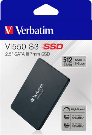 SSD (belső memória), 512GB, SATA 3, 500/520MB/s, VERBATIM Vi550