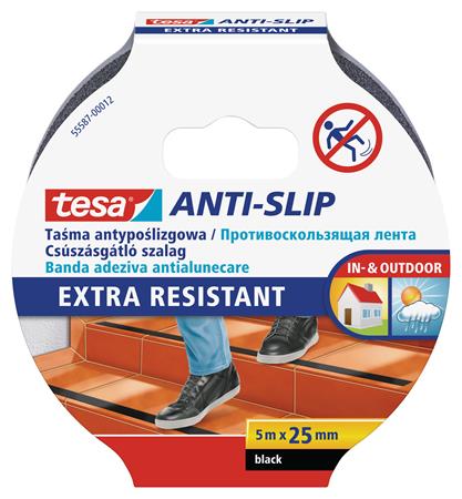 Csúszásgátló szalag, 25 mm x 5 m, TESA Anti-slip, fekete