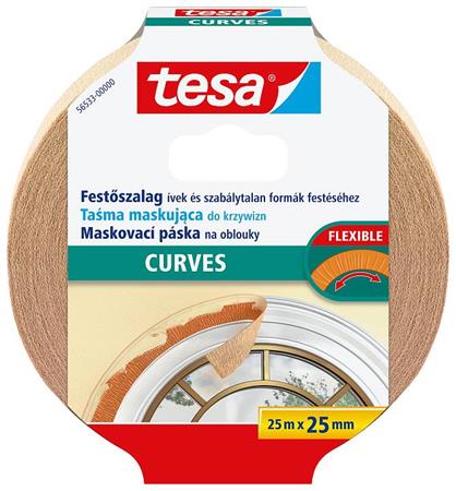 Festő- és mázolószalag, ívekhez, 25 mm x 25 m, TESA Perfect Curves