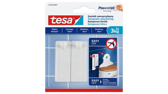 Akasztószög, öntapadó, TESA Powerstrips®, sima felületre