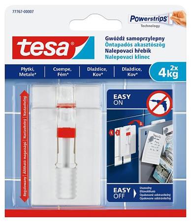 Akasztószög, öntapadó, állítható, TESA Powerstrips®, sima felületre