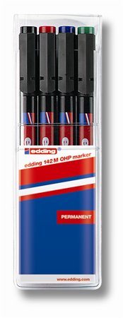 Alkoholos marker készlet, OHP, 1 mm, EDDING 142 M, 4 különböző szín