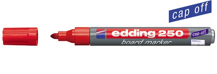 Tábla- és flipchart marker, 1-3 mm, kúpos, EDDING 250, piros