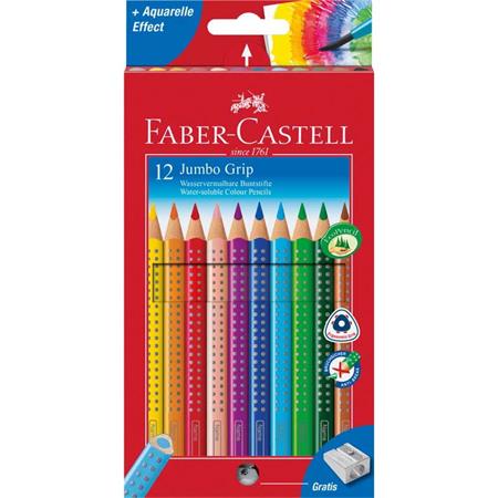 Színes ceruza készlet, háromszögletű, FABER-CASTELL Jumbo Grip, 12 különböző szín