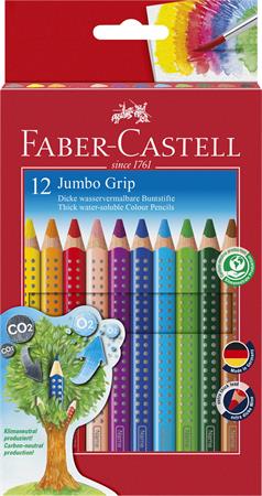 Színes ceruza készlet, háromszögletű, FABER-CASTELL Jumbo Grip, 12 különböző szín