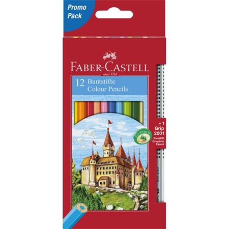 Színes ceruza készlet, hatszögletű, FABER-CASTELL Classic, 12 különböző szín + 1 db grafitceruza