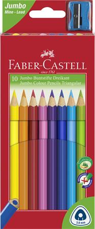 Színes ceruza készlet, háromszögletű, FABER-CASTELL Jumbo, 10 különböző szín