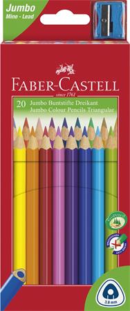 Színes ceruza készlet, háromszögletű, FABER-CASTELL Jumbo, 20 különböző szín