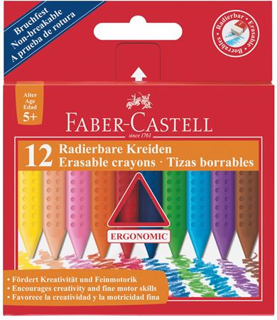 Zsírkréta, háromszögletű, FABER-CASTELL Grip, 12 különböző szín