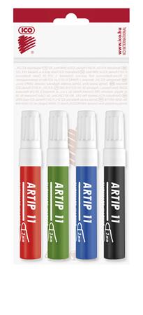 Flipchart marker készlet, 1-3 mm, kúpos, ICO Artip 11, 4 különböző szín