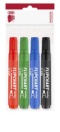 Flipchart marker készlet, 1-3 mm, kúpos, ICO Artip 11 XXL, 4 különböző szín