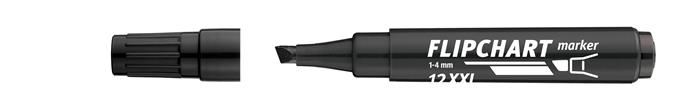 Flipchart marker, 1-4 mm, vágott, ICO Artip 12 XXL, fekete