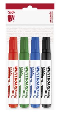 Tábla- és flipchart marker készlet, 1-3 mm, kúpos, ICO Plan 11 XXL, 4 különböző szín
