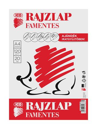 Rajzlap, famentes, A4, 120 g/m2, ICO Süni