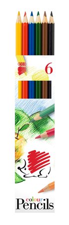 Színes ceruza készlet, hatszögletű, ICO Süni, 6 különböző szín