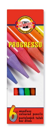Színes ceruza készlet, henger alakú, famentes, KOH-I-NOOR Progresso 8755/6, 6 különböző szín