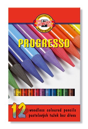 Színes ceruza készlet, henger alakú, famentes, KOH-I-NOOR Progresso 8756/12, 12 különböző szín