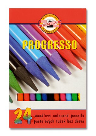 Színes ceruza készlet, henger alakú, famentes, KOH-I-NOOR Progresso 8758/24, 24 különböző szín