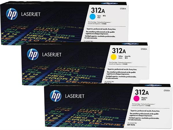 CF440AM Lézertoner multipack LaserJet M476 nyomtatóhoz, HP 312A, c+m+y, 3*2,7k