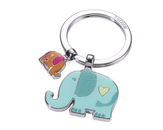 Kulcstartó, 2 charm dísszel, TROIKA Elefántok, vegyes színek