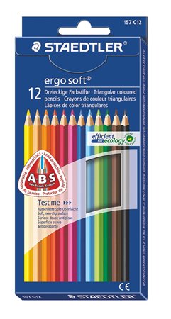 Színes ceruza készlet, háromszögletű, STAEDTLER Ergo Soft 157, 12 különböző szín