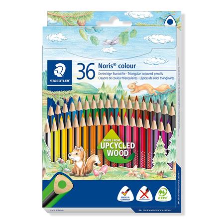 Színes ceruza készlet, háromszögletű, STAEDTLER Noris Colour 187, 36 különböző szín