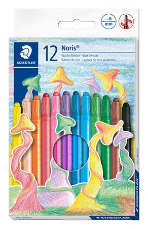 Zsírkréta, csavarós, STAEDTLER Noris 221, 12 különböző szín