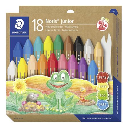 Zsírkréta, vastag, hatszögletű, STAEDTLER Noris Junior 224, 18 különböző szín