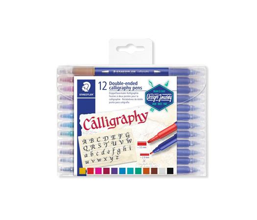 Kalligrafikus marker készlet, 2,0/3,5 mm, kétvégű, STAEDTLER 3005, 12 szín