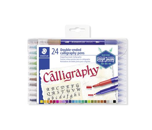 Kalligrafikus marker készlet, 2,0/3,5 mm, kétvégű, STAEDTLER 3005, 24 szín