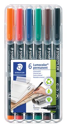 Alkoholos marker készlet, OHP, 0,4 mm, STAEDTLER Lumocolor® 313 S, 6 különböző szín