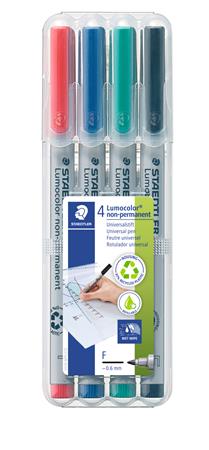 Alkoholmentes marker készlet, OHP, 0,6 mm, STAEDTLER Lumocolor® 316 F, 4 különböző szín