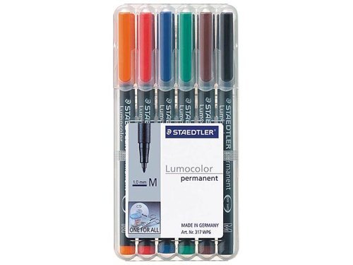 Alkoholos marker készlet, OHP, 1 mm, STAEDTLER Lumocolor® 317 M, 6 különböző szín